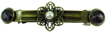 Clama de par floricica bronz cu ametist si perla 