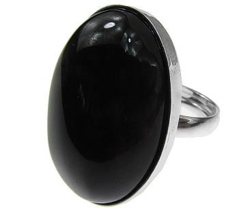 Inel argint reglabil masiv cu agat negru 25x18 MM