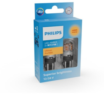 Set 2 leduri auto Galben WY21W Philips Ultinon Pro7000 SL semnalizare 12V/24V 