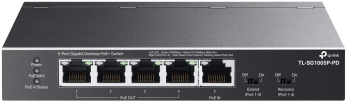 Switch TP-Link TL-SG1005P-PD, 5x1000Mbps(1xPOE++/4xPOE+), carcasa metalica, negru
