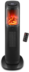 Incalzitor ceramic Beper P203TER011 2000W afisaj LED efect de foc 3D temporizator pana la 8 ore negru 