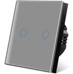 Intrerupator touch iUni 2F Sticla Securizata LED Silver 