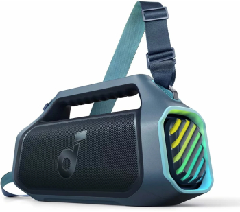 Boxa portabila Anker Soundcore Boom 2 Plus 140W BassUp 2.0 IPX7 Lumini RGB Baterie externa Bluetooth 5.3 Albastra 