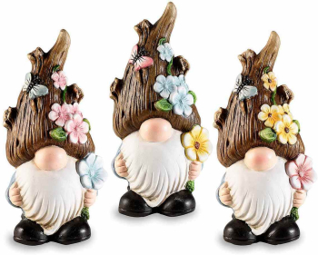 Set 3 figurine Gnomi teracota multicolora 11x9x22.5 cm 