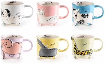 Set 6 cani ceramica multicolora 9.5x10 cm 480 ml 
