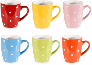Set 6 cani portelan multicolor 8x10 cm 300 ml 