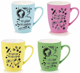 Set 8 cani portelan multicolor 8.5x10.5 cm 400 ml 