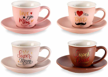 Set 8 cesti portelan multicolor 7x5.5 cm 90 ml 