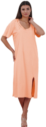 Camasa de noapte 2086 100 bumbac Bella Secret-Piersica-L INTL 