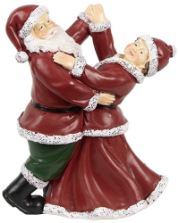 Figurina Mos Craciun si Craciunita polirasina multicolora 12x8x15 cm 