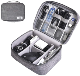 Husa Divers-Shop pentru depozitarea cablurilor castilor accesorii electronice inchidere cu fermoar 24.5x18.5x10 cm gri 