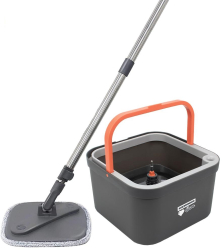 Set mop rotativ cu 2 rezerve incluse capacitate 2.6 L dimensiune galeata 30x30x18.5 cm talpa mop 20x20 cm maner telescopic microfibra 