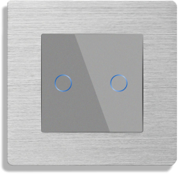 Intrerupator Dublu Wi-Fi cu Touch din Sticla si Rama de Aluminiu LUXION Gri 