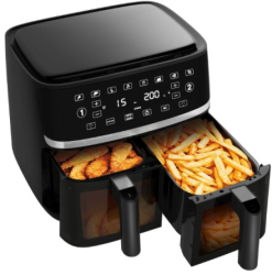 Friteuza cu aer cald Amiko A60 friteuza digitala cu aer cald multifunctional cu doua cosuri 1700W 10L - negru 