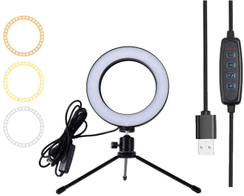Lampa LED Ring Light 16cm Gonga and reg Negru/Alb 