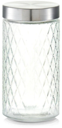 Recipient depozitare alimente Zeller sticla/metal 1500 ml transparent/argintiu 