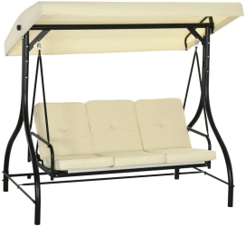 Balansoar gradina 3 locuri bej 195x117x175 cm functie pat max 240 kg Teko 