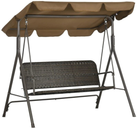 Balansoar gradina maro si negru 167x112x153 cm ratan sintetic max 240 kg Terranova