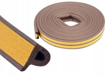 Banda autoadeziva pentru etansarea usilor si ferestrelor Profil P 9mm x 5.5mm Rezistenta UV Cauciuc EPDM 6 m Maro 