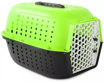 Cusca/geanta pentru transport caine/pisica Verk Group plastic verde si alb 48x32x30 cm
