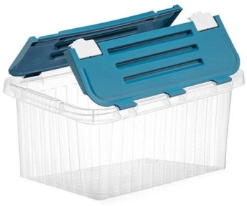 Cutie depozitare 33 l cu capac incorporat din plastic transparenta 