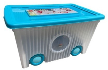 Cutie pentru depozitare jucarii cu capac si roti 60 litri F379 