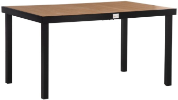 Masa gradina/terasa pentru exterior aluminiu plastic negru si natur 6 persoane 140x90x74 cm 