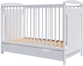 Patut copii din lemn Hubners Karly 120x60 alb cu sertar 