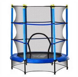 Trambulina copii 3-6 ani 118x160 cm cu plasa protectie negru si albastru max 45 kg 