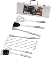 Ustensile pentru barbecue grill gratar inox cu geanta tip servieta set 12 piese Strend Pro Grill 