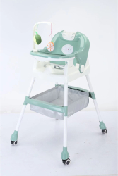Baby dining chair Baby dining chair-color green high chair + universal wheel + cushion