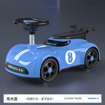 Childrens scooter walker 1-3 years old Bluetooth music yo-yo car - color blue size 59.26.31