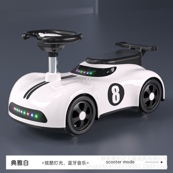 Childrens scooter walker 1-3 years old Bluetooth music yo-yo car - color white size 59.26.31 