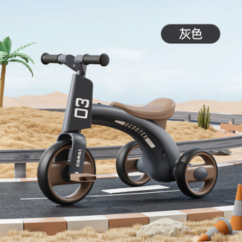 Childrens three-wheeled baby balance car-bicycle anti-rollover music light-color gray 