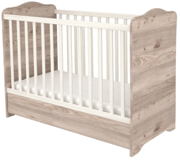 Patut copii din lemn cu sertar Hubners Sofia 120x60 cm Crem nisip