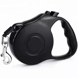 Lesa Retractabila Automata cu carabina pentru caini lungime sfoara 5m culoare Neagra 