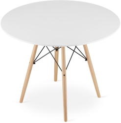 Masa stil scandinav Artool rotund MDF si lemn alb 100x72 cm 