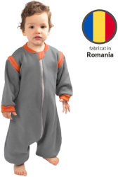 Sac de dormit copii cu picioare si maneci detasabile 18-36 luni Kidizi bumbac flausat Grey 1 tog 