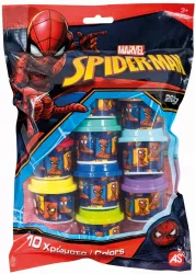 SET 10 BORCANASE DE PLASTILINA SPIDERMAN IN PUNGA DE PLASTIC 