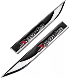 Set 2 embleme auto metalice SPORTS reliefate 3D dimensiune 14.6 x 1 8 cm 