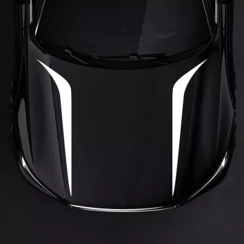 Set 2 stickere autoadezive Tuning model Hood Stripes V2 dimensiune 100 x 26 cm culoare Alba 