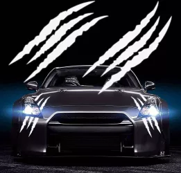 Set 2 stickere autoadezive Tuning model Monster Scratches dimensiune 37 x 9 cm culoare Alba 