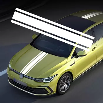 Sticker autoadeziv Tuning model Triple Stripes dimensiune 125 x 22 cm culoare Alba 