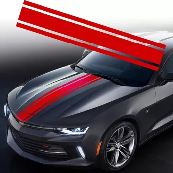 Sticker autoadeziv Tuning model Triple Stripes dimensiune 125 x 22 cm culoare Rosie 