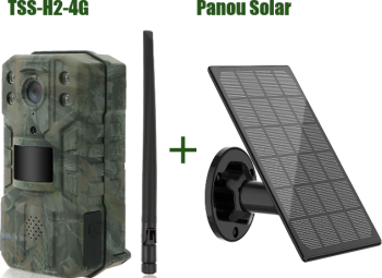 Camera de Vanatoare Profesionala 4G H2-LiveStream cu Panou Solar de 3 3W Foto 14MP 2.7k Video APP Control IP66 Waterproof 