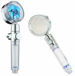 Cap de dus cromat transparent/albastru 25.5cm x 6cm 