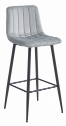 Scaun de bucatarie/bar Artool Pozza catifea otel argintiu si negru 43x35x104 cm 