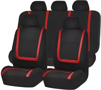 Set huse scaun auto ieftine Universale 9 piese model RED LINE - ROSU 