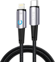 Cablu de Date cu Mufe Type-C Lightning 30W 1.2m - Lito LD10 - Black 