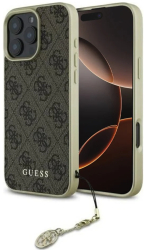 Husa pentru iPhone 16 Pro - Guess Hardcase 4G Charms Collection GUHCP16LGF4GBR - Brown 